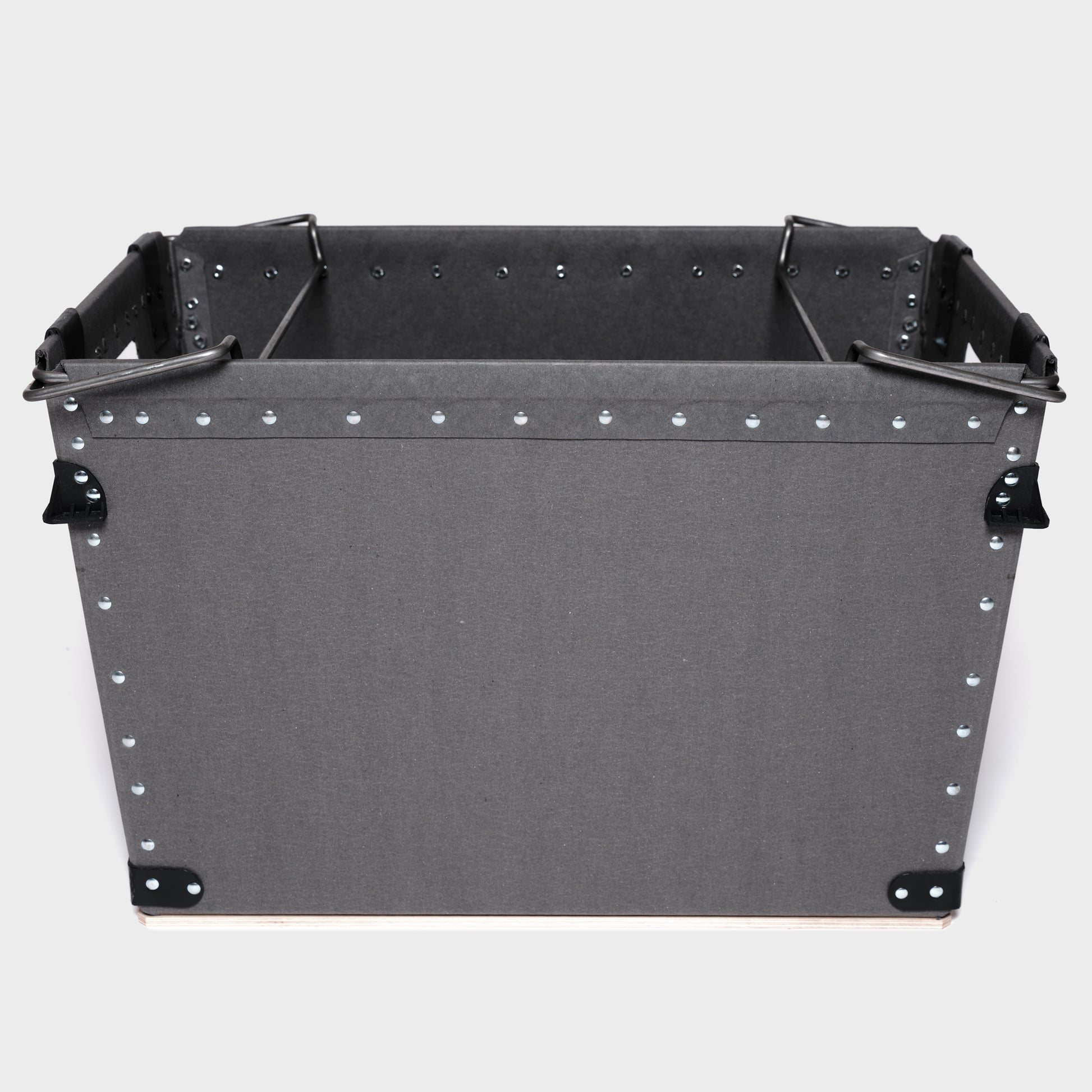Large rectangle storage box with bale arms - side view - Damon Containers UK