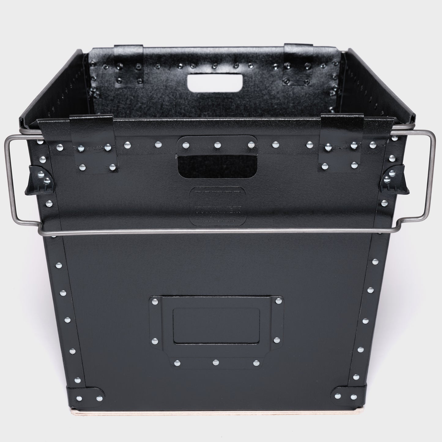 The Rectangle One - Large black rectangle Damon storage container with bale arms - front image