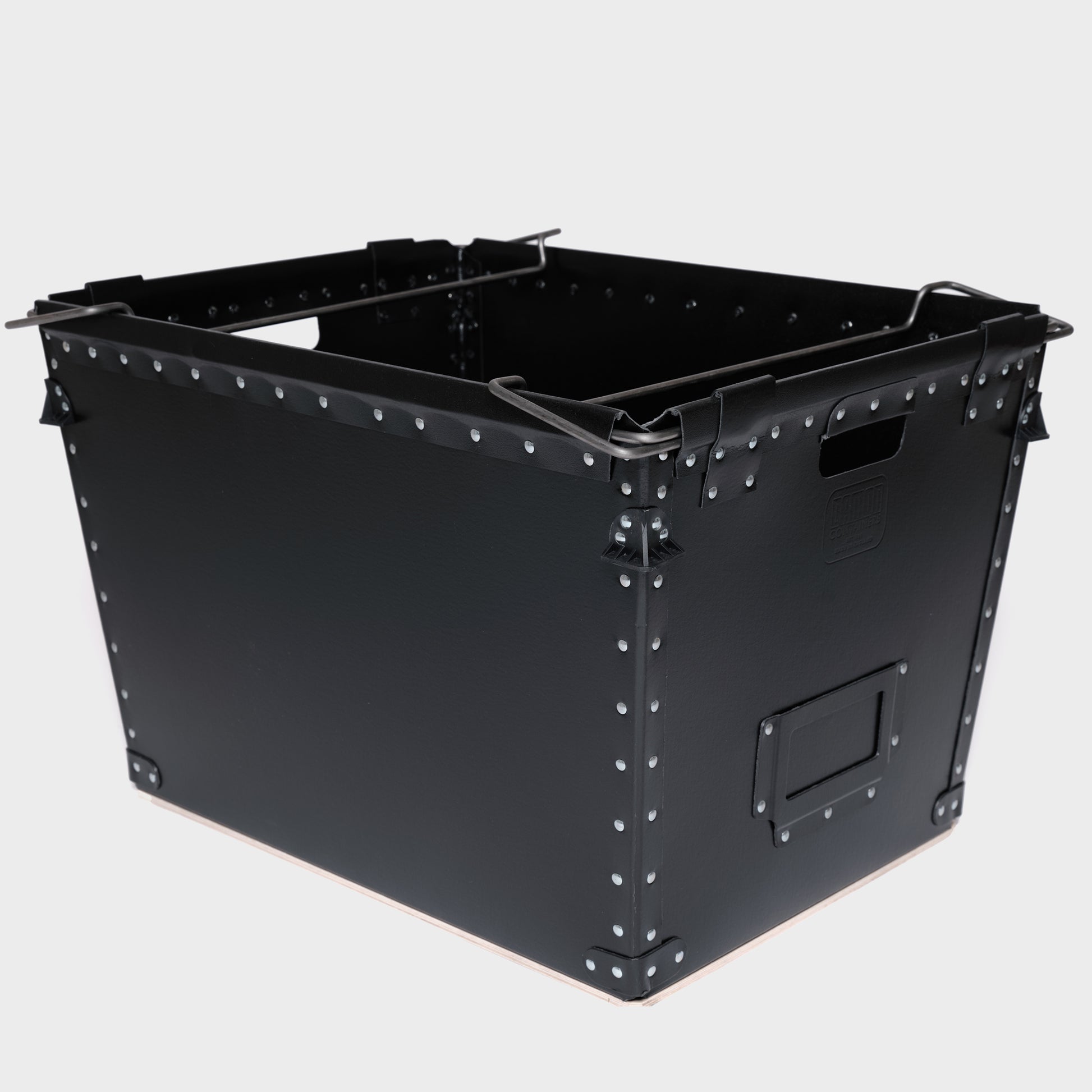 The Rectangle One - Large black rectangle Damon storage container with bale arms - side image