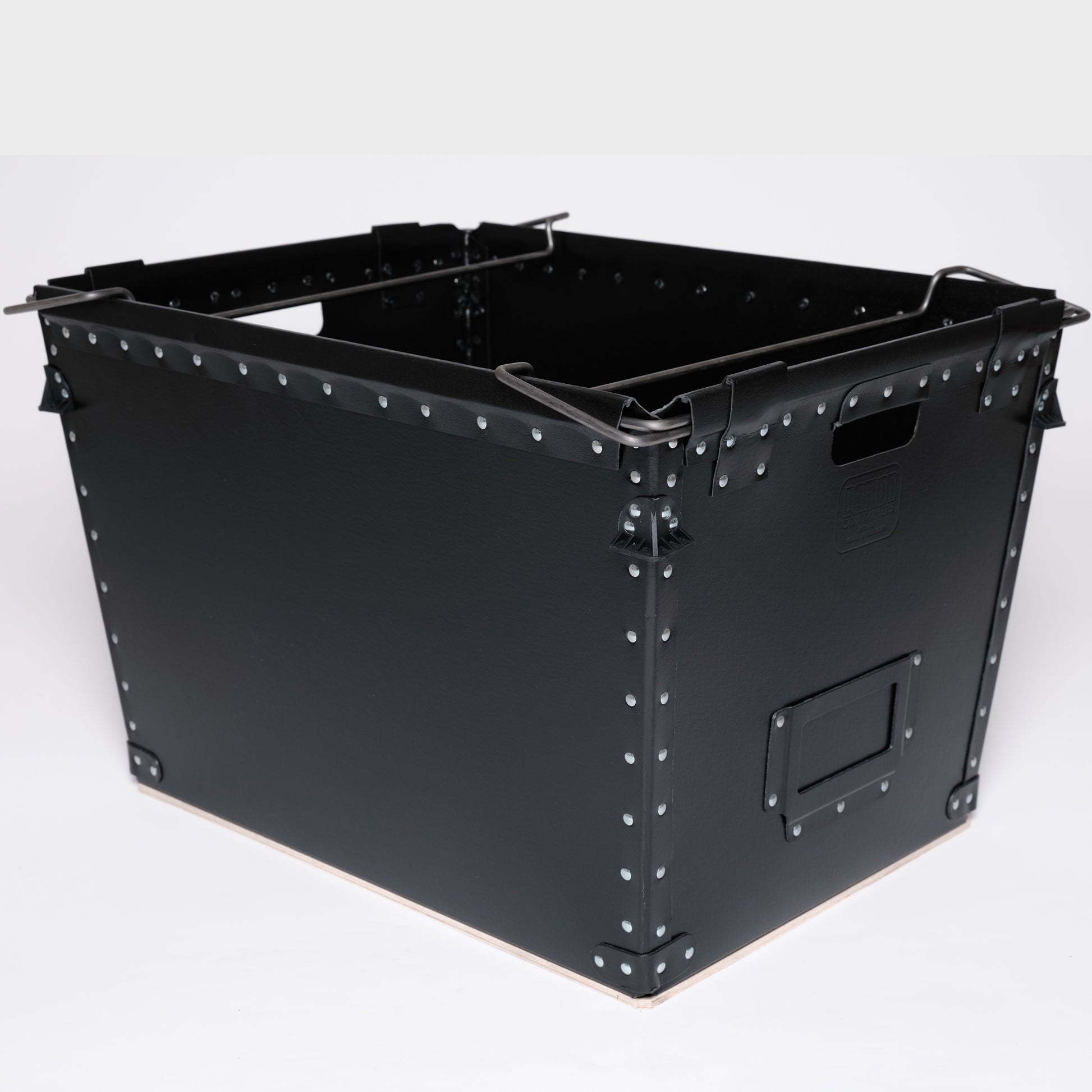 The Rectangle One - Large black rectangle Damon storage container with bale arms - side image