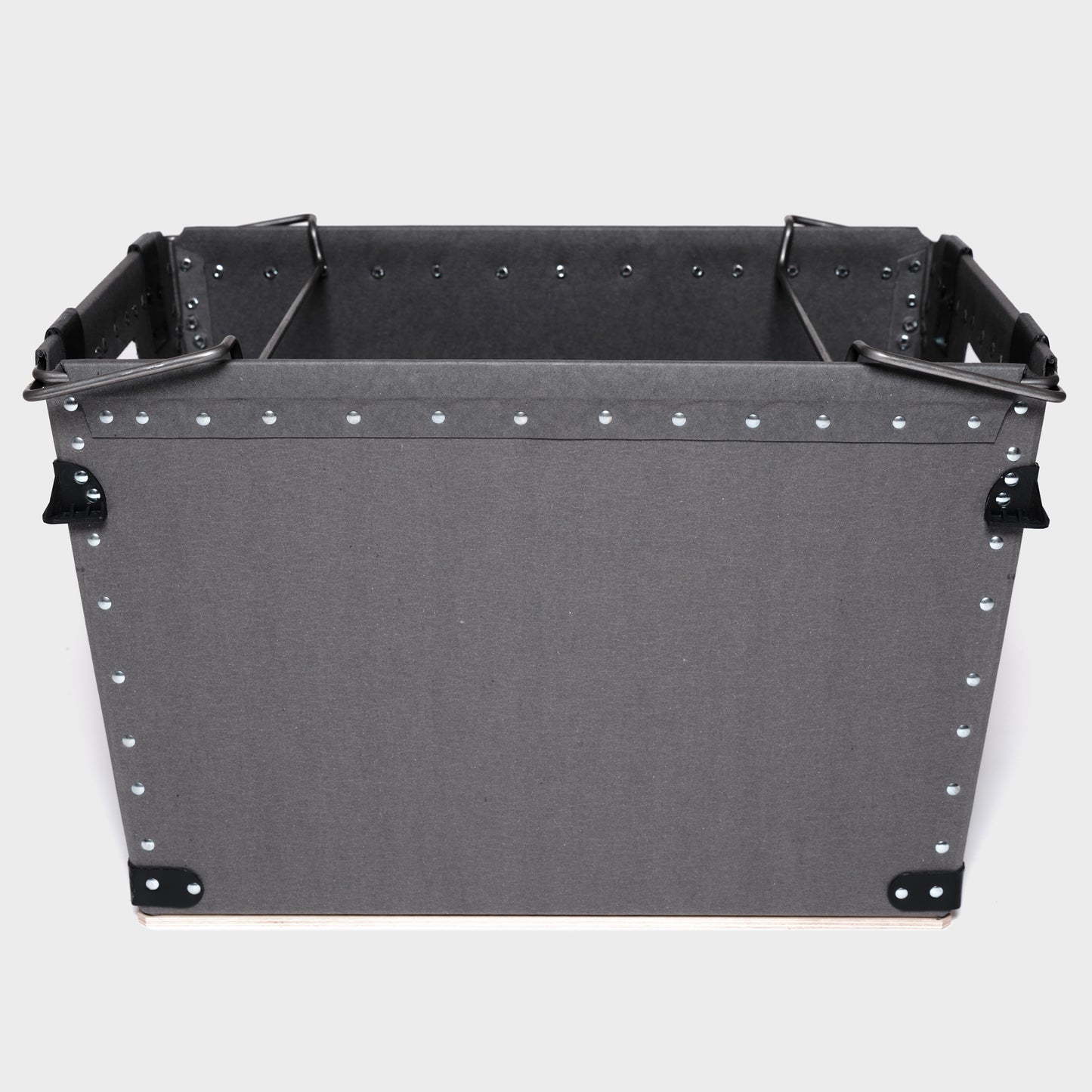 Large rectangle storage box with bale arms - side view - Damon Containers UK