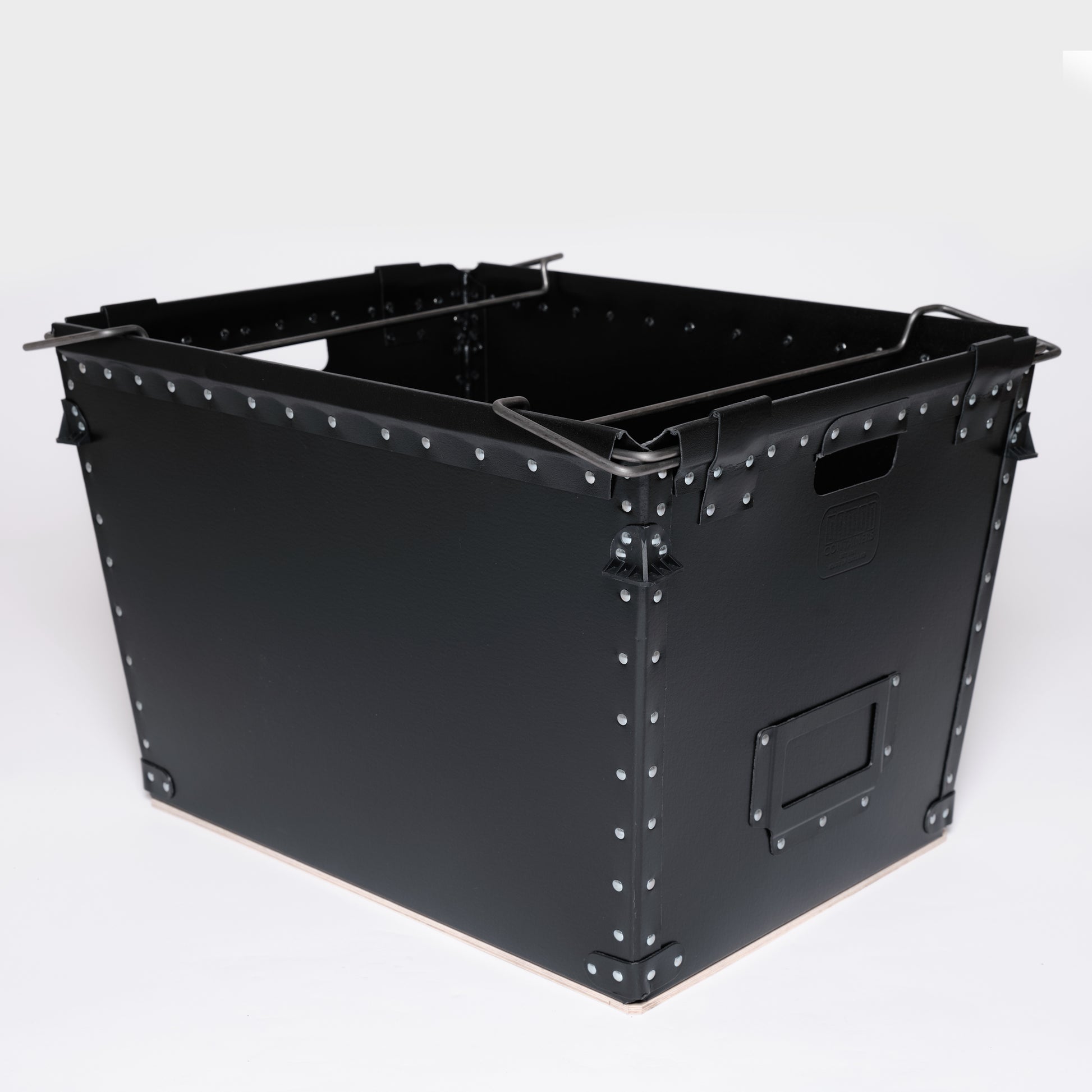 The Rectangle One - Medium black rectangle Damon storage container with bale arms - side image