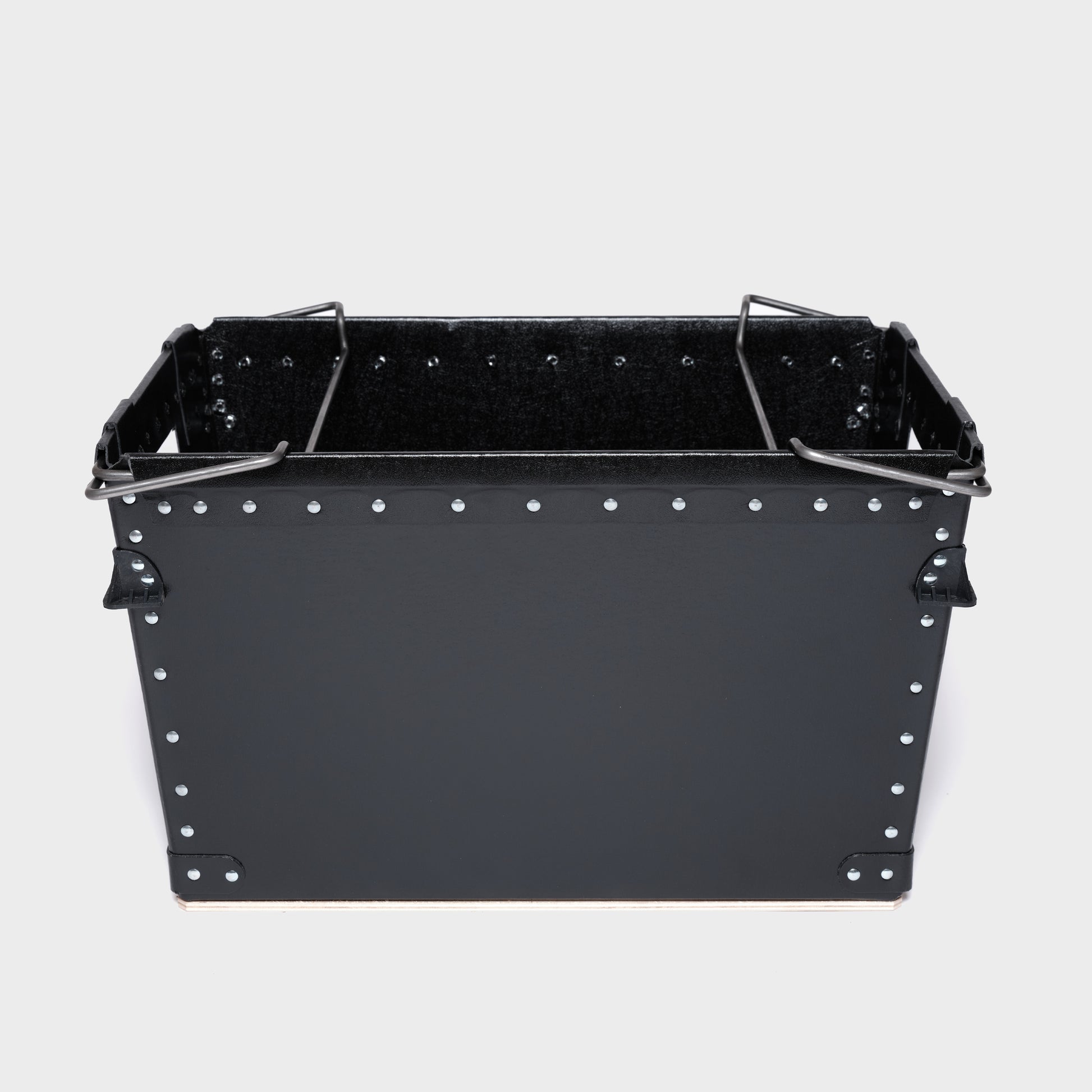 Small rectangle storage box with bale arms - side view - Damon Containers UK